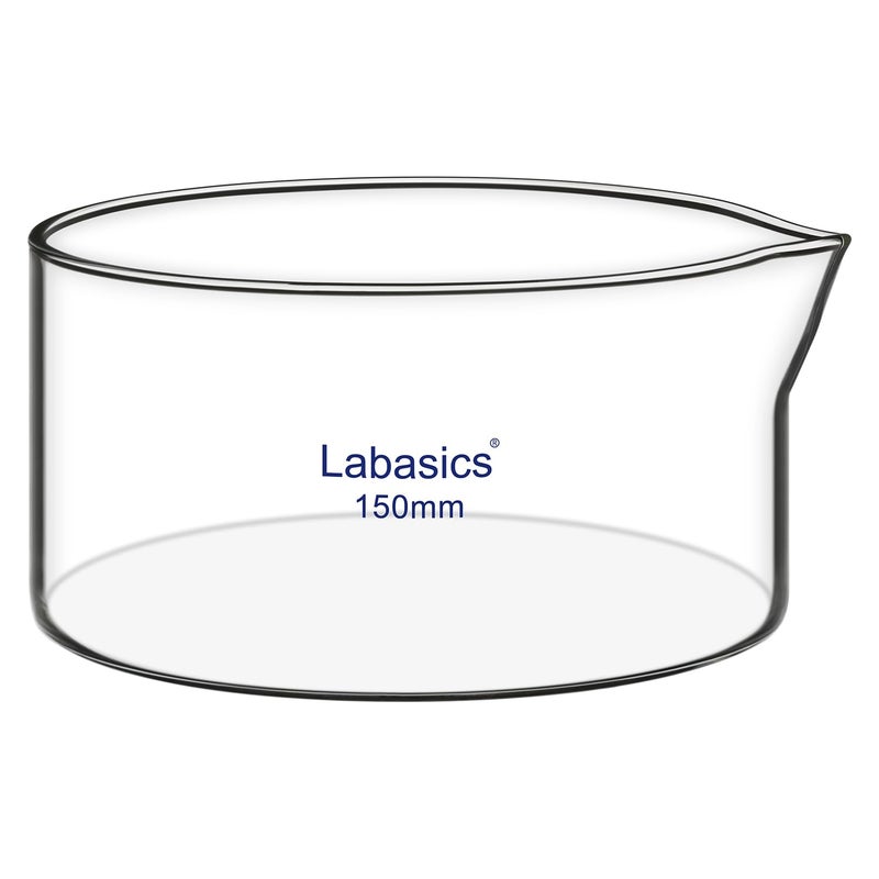 Labasics Crystallizing Dish with Spout and Heavy-Duty Rim, Thick-Walled Design High Borosilicate Glass Reusable Crystallizing Dishes for Crystallization and Evaporation, 1000 ml Capacity OD 150 mm - Image 1